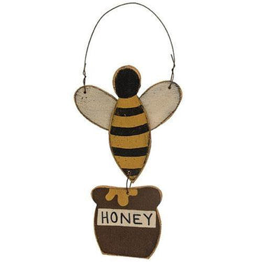 Distressed Wooden Honey Bee Hanger - The Fox Decor